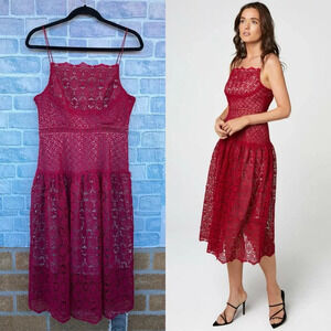O.P.T OPT One Pretty Time Lizzet Magenta Red
Lace Midi Dress size medium.